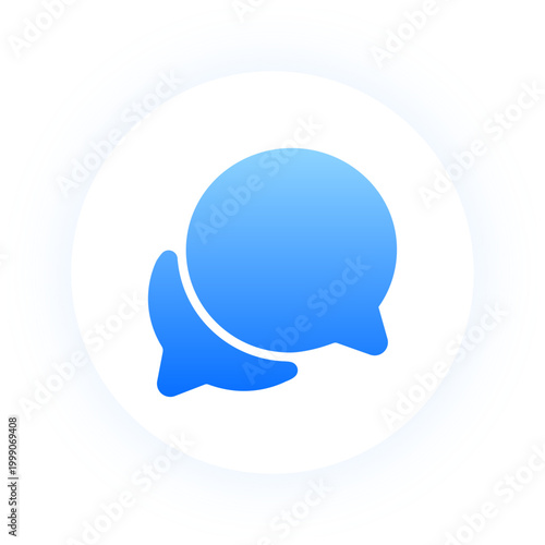 Glowing blue multiple chat bubbles icon for group discussion and forums