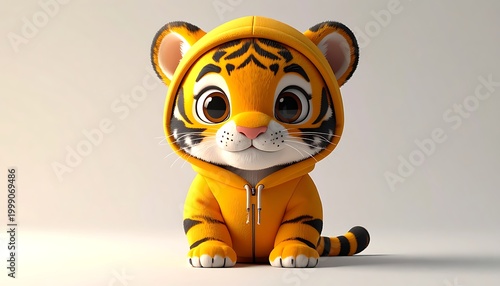 Cute tiger cub in hoodie.