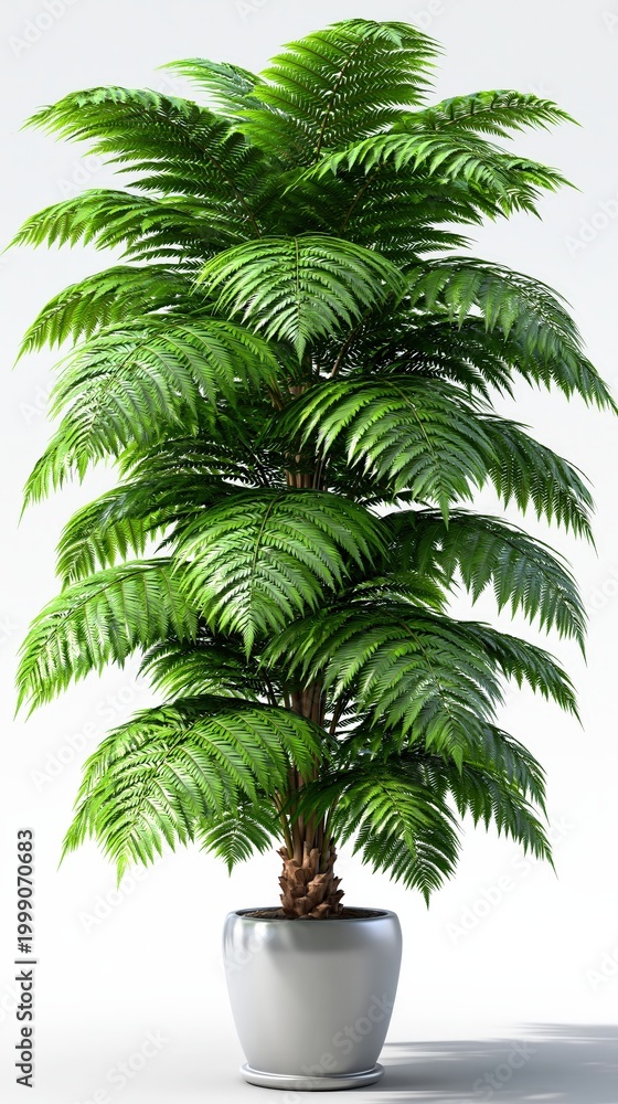 Fototapeta premium Artificial Palm Tree in Silver Pot