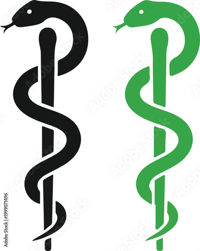 Rod of Asclepius Medical Symbol – Healthcare Icon Vector Set .
