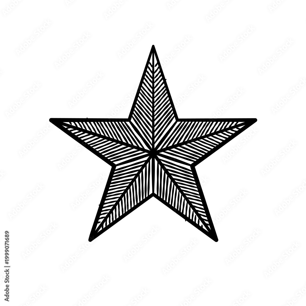 Obraz premium Star with striped texture pattern, vector icon