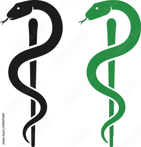 Rod of Asclepius Medical Symbol – Healthcare Icon Vector Set .