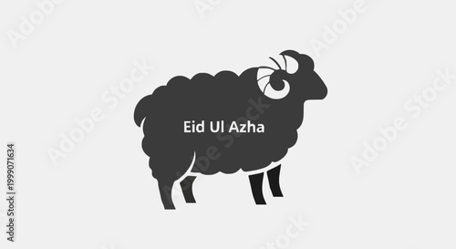 Happy Eid ul Azha - Islamic Festival Greeting with a Stylized Sheep Illustration