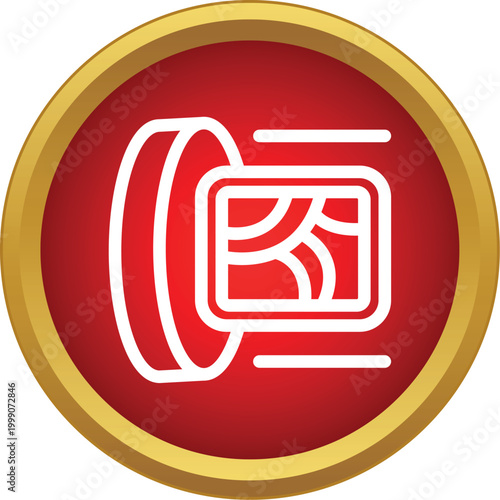 Tire icon with a sensor screen representing automotive technology and control