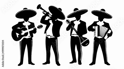 Mariachi band silhouette illustration