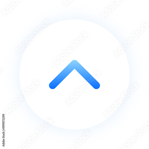Neon blue chevron up arrow icon for mobile interface and collapse menus