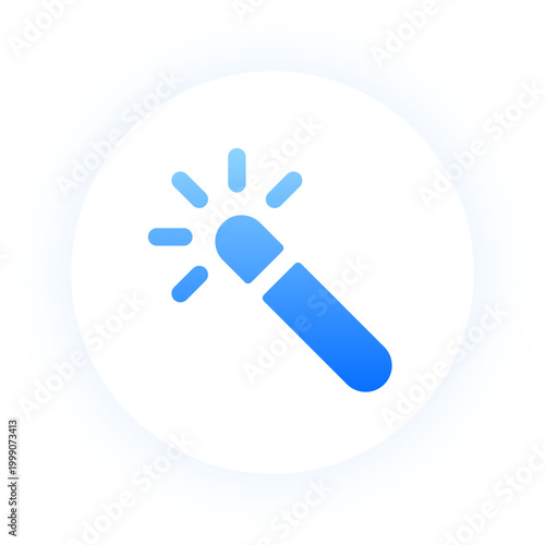 Vibrant blue magic wand icon with neon glow for creative editing tools