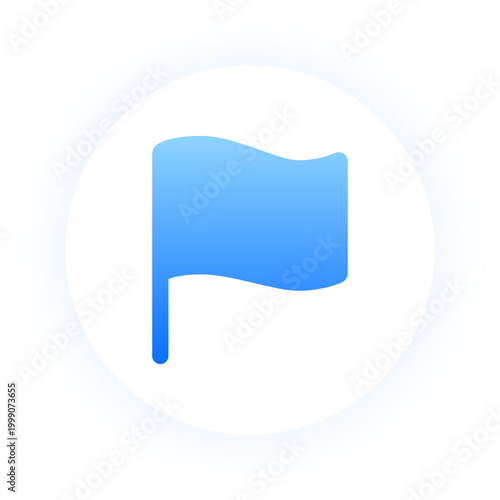 Neon blue flag icon for location markers and goal tracking interfaces