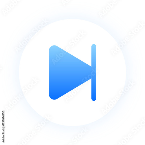 Neon blue skip forward icon for media players and track navigation