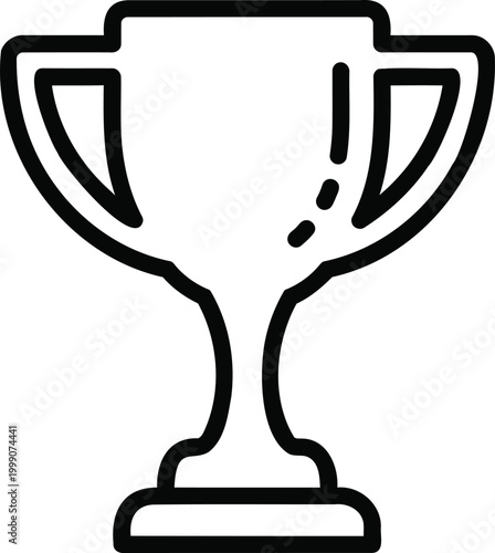 Black and white icon of a classic cup trophy with two handles on a simple pedestal base awarded for achievement