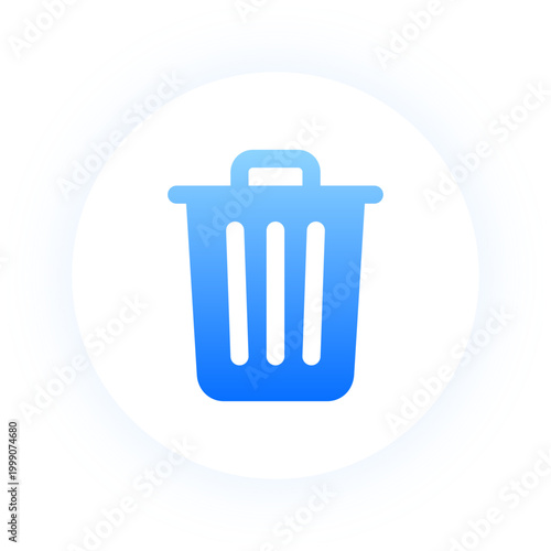 Glowing blue trash bin icon for deletion and file management apps