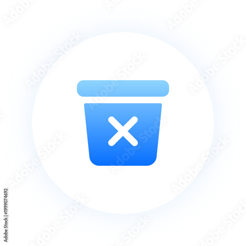 Neon blue trash bin box icon for cleanup and deletion actions
