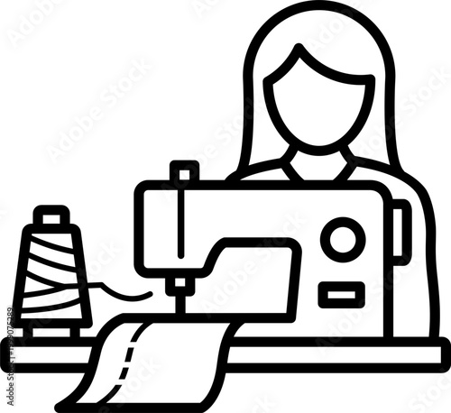 Sewing Machine and Creator Line Icon
