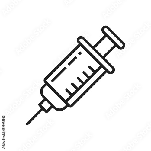 Vaccine Syringe Outline Line Icon