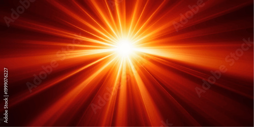 An abstract red star burst background features a bright orange sun explosion with glowing yellow rays of light to create a hot energy wallpaper design