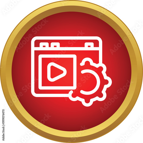 Browser window showing media player with gear icon for adjusting playback options