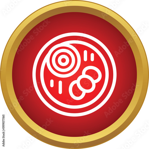 Outline icon representing a traditional korean kimchi dish in a red circle