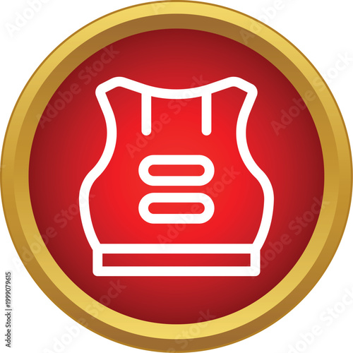 Body armor vest icon representing protection and defense on a red background