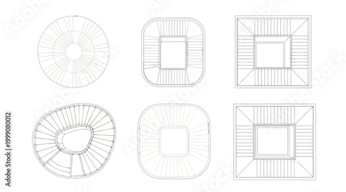 Set of architectural floor plan sketches