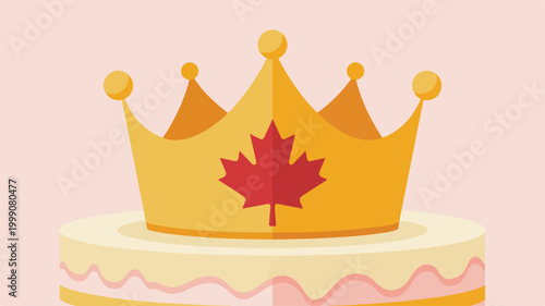 Canadian crown cake topper with maple leaf emblem
