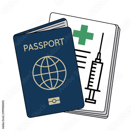 Passport and vaccination certificate for international travel requirements