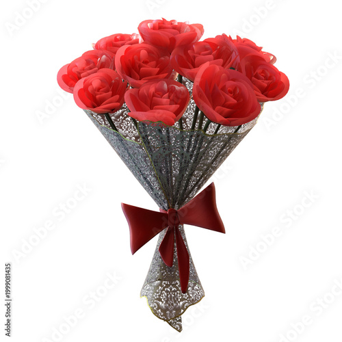 Bouquet of Red Roses with Ribbon