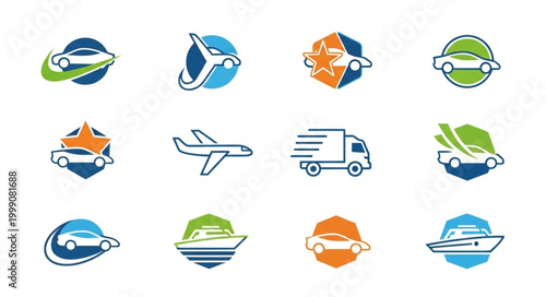 Collection of Transportation Icons and Logos.