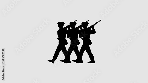 Silhouette of soldiers marching