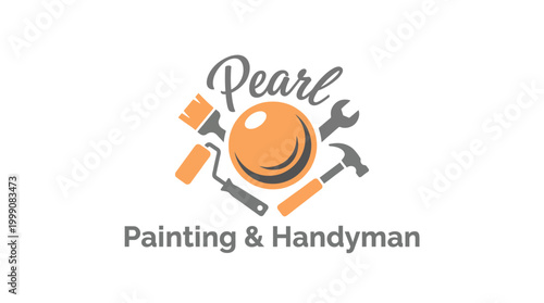 Pearl Painting & Handyman logo features a creative blend of painting tools, representing home improvement services with a friendly and professional aesthetic in the design.