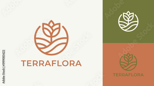 This logo emphasizes natural flora through a stylized design, making it perfect for brands in gardening, sustainability, or wellness focusing on organic products and eco-friendly practices.