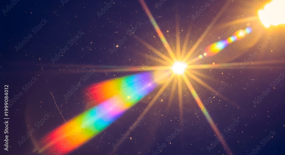 Fototapeta premium Sun Flare With Rainbow Effect Illuminating The Dark Sky