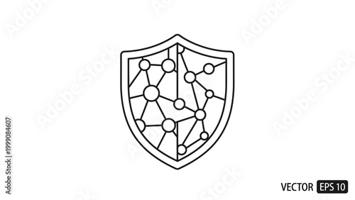 Digital security shield icon representing robust network protection and data privacy concept, symbolizing secure connections and cybersecurity defense
