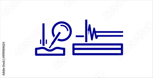 Medical healthcare monitoring flat icons set. surgery tools, heart rate, patient bed, hospital equipment, diagnostic system, clinical care, health technology, vital signs