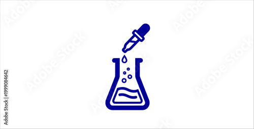 Laboratory flask chemistry icon outline style scientific experiment glassware dropper liquid reaction bubbles research science education lab equipment illustration