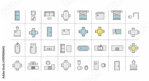 Collection of Modern Office Furniture Icons and Symbols.