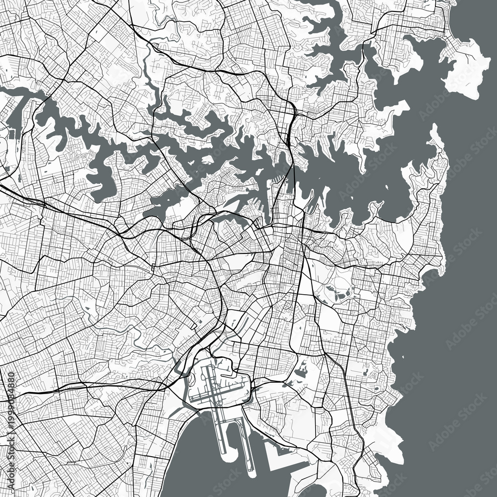 Fototapeta premium Visually Appealing Minimalist City Map of Sydney, Australia