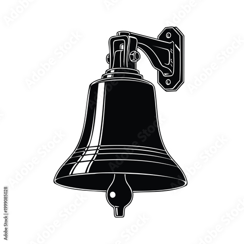 Фотография Ship bell silhouette set bundle, naval vessel vintage equipment icon sign
