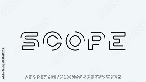Vector modern technology alphabet, uppercase letters, typography