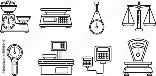 Obraz na płótnie Vector icons of kitchen scales and measuring instruments Vector