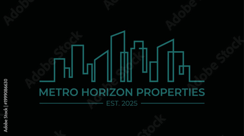 A modern logo for Metro Horizon Properties showcasing an abstract skyline representation, reflecting urban real estate development and contemporary design aesthetics.