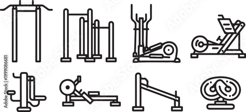 Obraz na płótnie Simple line art icons of office chairs and furniture Vector