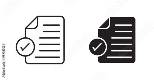 Approved document icon vector design illustrations. line and solid styles