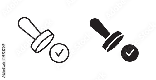 Approval stamp icon vector design illustrations. line and solid styles