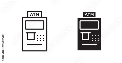 Atm icon vector design illustrations. line and solid styles