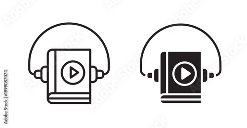 Audiobook icon vector design illustrations. line and solid styles