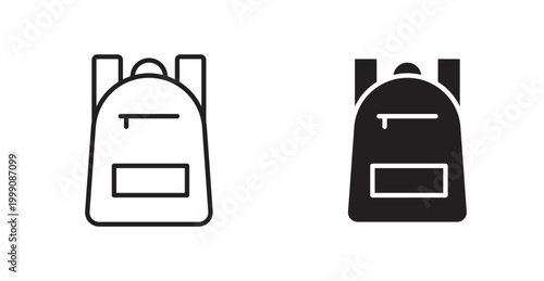 Backpack icon vector design illustrations. line and solid styles