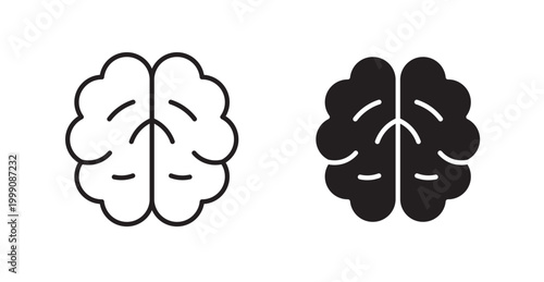Brain icon vector design illustrations. line and solid styles