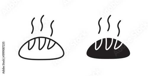 Bread loaf icon vector design illustrations. line and solid styles