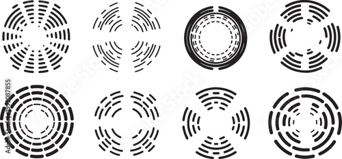 Tableau sur toile Set of eight black and white floral pattern designs vector Vector