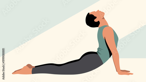 Woman performing cobra yoga stretch as part of daily fitness routine